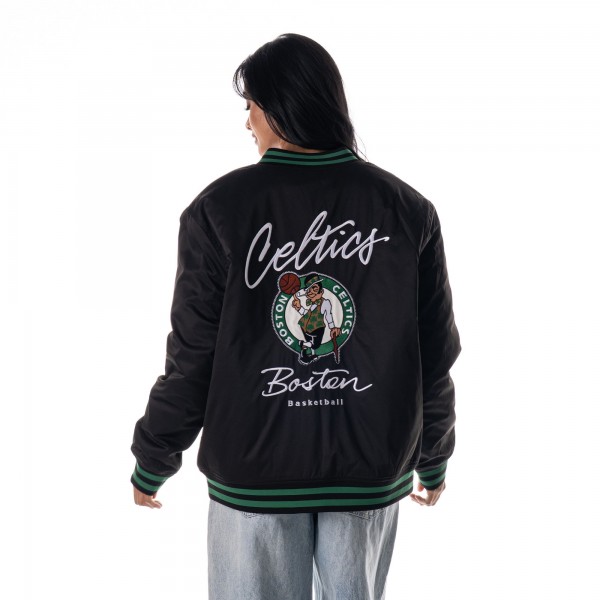 Unisex Boston Celtics The Wild Collective Black Full-Snap Bomber Jacket