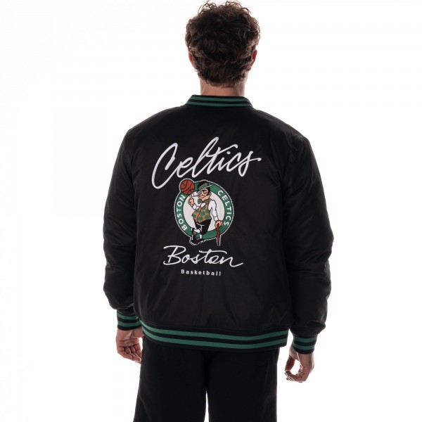 Unisex Boston Celtics The Wild Collective Black Full-Snap Bomber Jacket