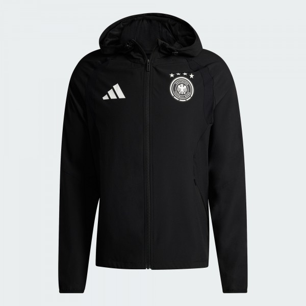 Germany National Team adidas FIFA x World Cup 2026 Tiro Travel Raglan Full-Zip Windbreaker Hoodie - Black