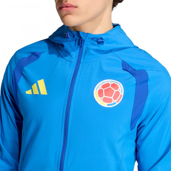 Colombia National Team adidas FIFA x World Cup 2026 Tiro Travel Raglan Full-Zip Windbreaker Hoodie - Blue
