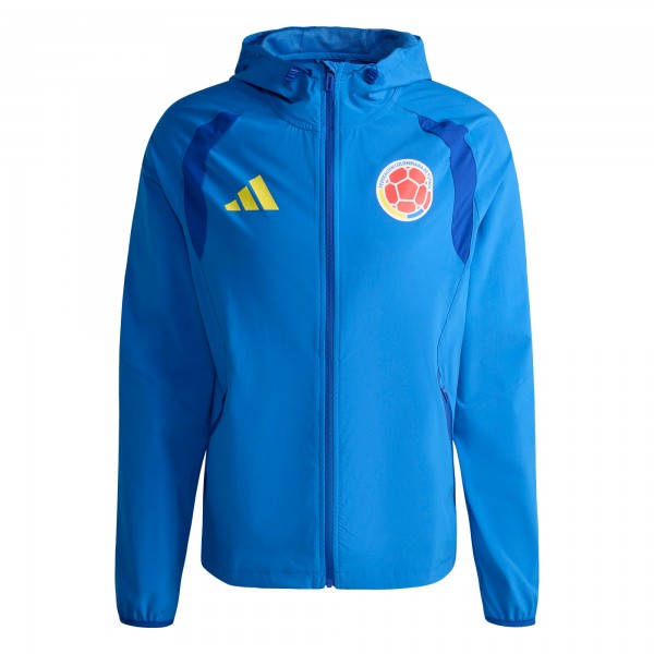 Colombia National Team adidas FIFA x World Cup 2026 Tiro Travel Raglan Full-Zip Windbreaker Hoodie - Blue