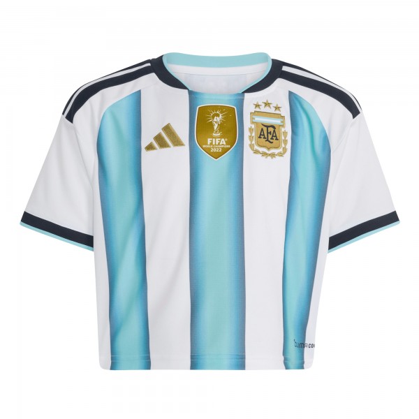 Argentina National Team adidas WoFIFA x World Cup 2022 Winners Home Cropped Replica Jersey - White