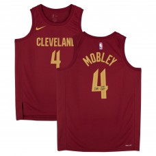 Evan Mobley Cleveland Cavaliers Autographed Fanatics Authentic Wine Nike Icon Edition Swingman Jersey with 2025 DPOY Inscription
