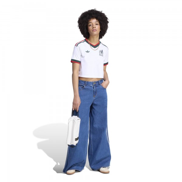 Mexico National Team adidas Wo2026 Away Replica Cropped Jersey - White