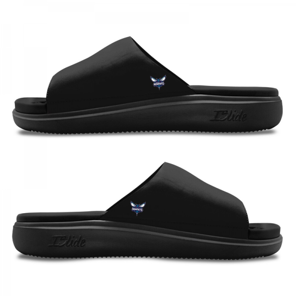 Unisex Charlotte Hornets ISlide Black Minimalistic Motive Slide Sandals
