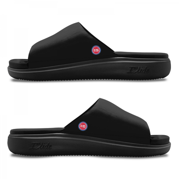 Unisex Detroit Pistons ISlide Black Minimalistic Motive Slide Sandals