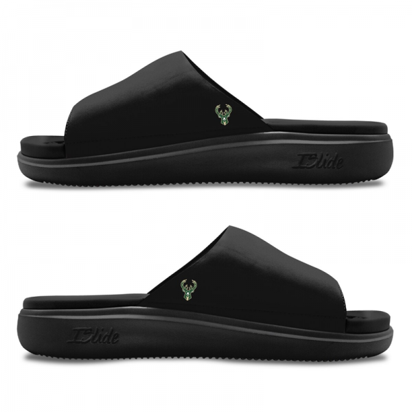 Unisex Milwaukee Bucks ISlide Black Minimalistic Motive Slide Sandals