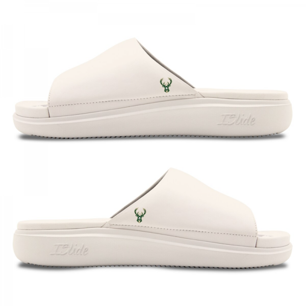 Unisex Milwaukee Bucks ISlide Cream Minimalistic Motive Slide Sandals