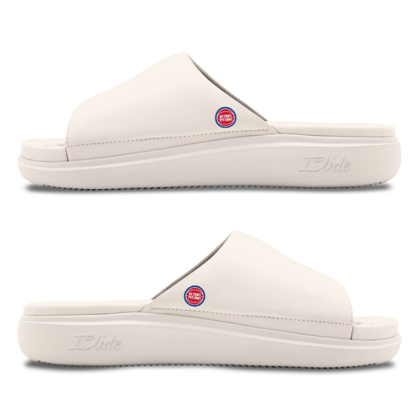 Unisex Detroit Pistons ISlide Cream Minimalistic Motive Slide Sandals