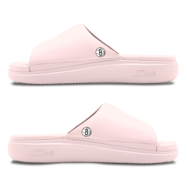 Unisex Brooklyn Nets ISlide Pink Minimalistic Motive Slide Sandals