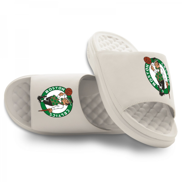 Unisex Boston Celtics ISlide Cream Primary Motive Slide Sandals