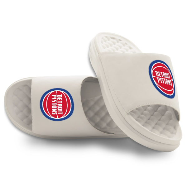 Unisex Detroit Pistons ISlide Cream Primary Motive Slide Sandals