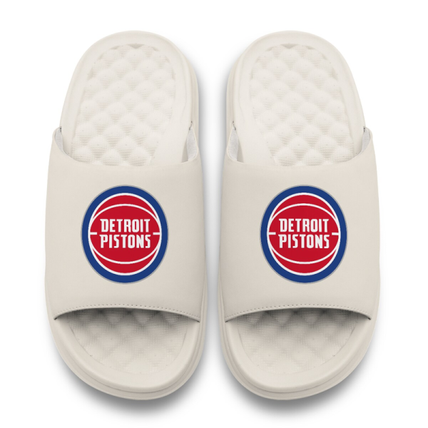 Unisex Detroit Pistons ISlide Cream Primary Motive Slide Sandals