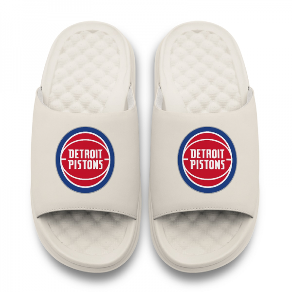 Unisex Detroit Pistons ISlide Cream Primary Motive Slide Sandals