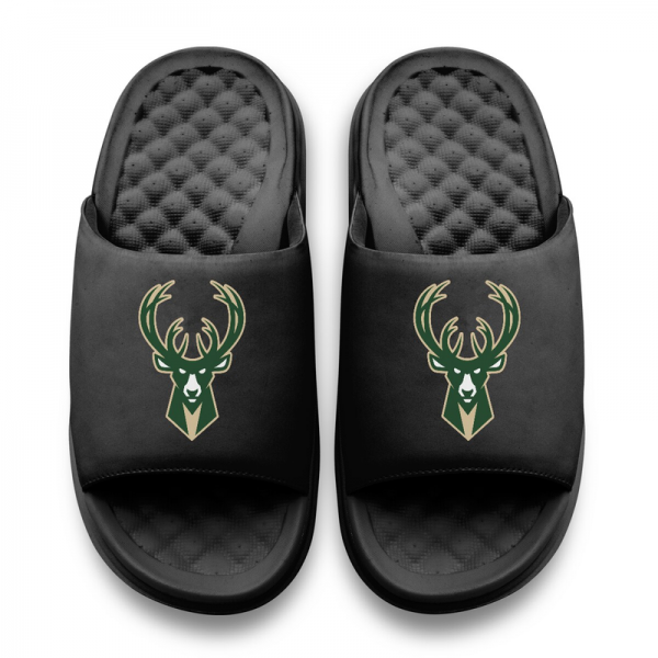 Unisex Milwaukee Bucks ISlide Black Primary Motive Slide Sandals