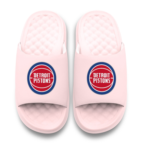Unisex Detroit Pistons ISlide Pink Primary Motive Slide Sandals