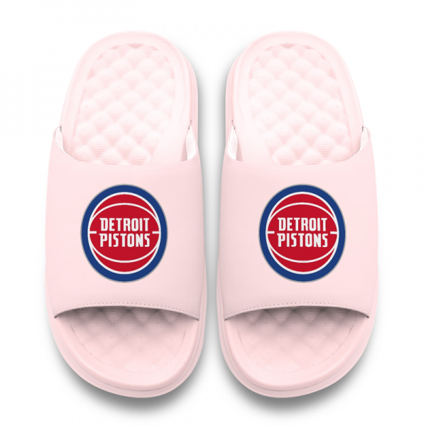 Unisex Detroit Pistons ISlide Pink Primary Motive Slide Sandals