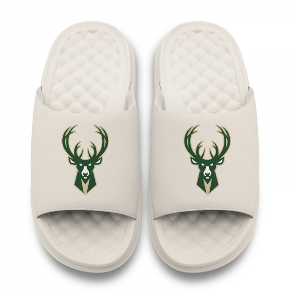 Unisex Milwaukee Bucks ISlide Cream Primary Motive Slide Sandals