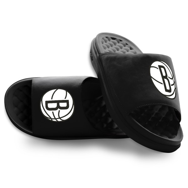 Unisex Brooklyn Nets ISlide Black Primary Motive Slide Sandals