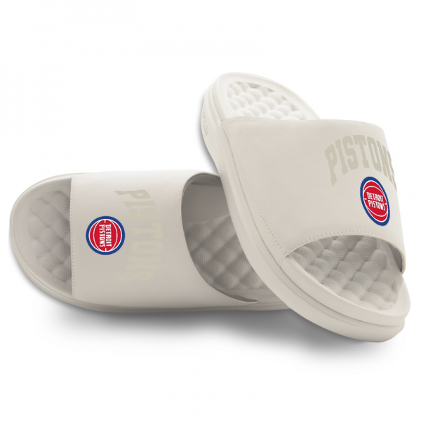 Unisex Detroit Pistons ISlide Cream Tonal Pop Motive Slide Sandals