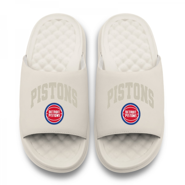 Unisex Detroit Pistons ISlide Cream Tonal Pop Motive Slide Sandals