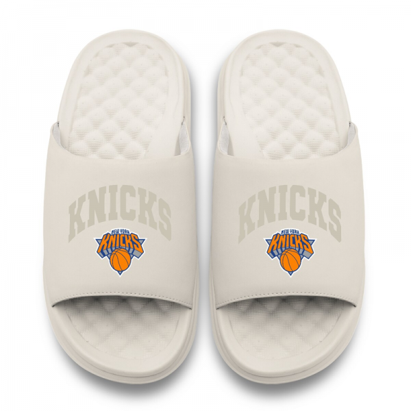 Unisex New York Knicks ISlide Cream Tonal Pop Motive Slide Sandals