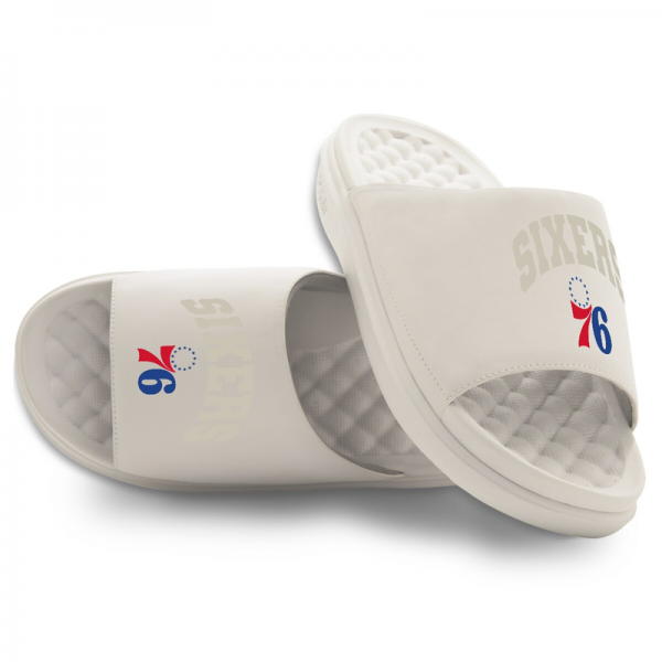 Unisex Philadelphia 76ers ISlide Cream Tonal Pop Motive Slide Sandals