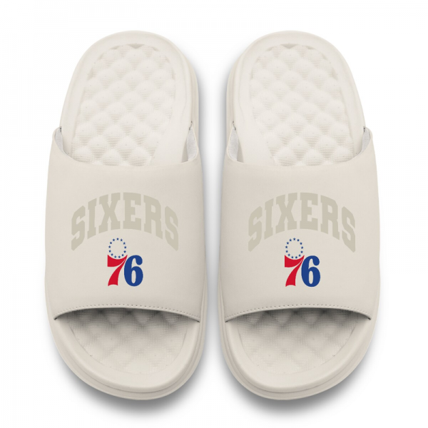 Unisex Philadelphia 76ers ISlide Cream Tonal Pop Motive Slide Sandals