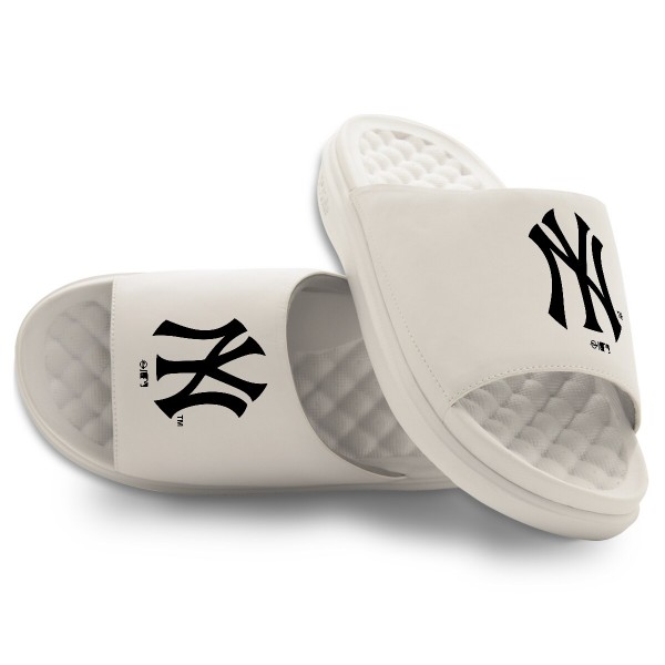 Unisex New York Yankees ISlide Cream Alternate Motive Slide Sandals