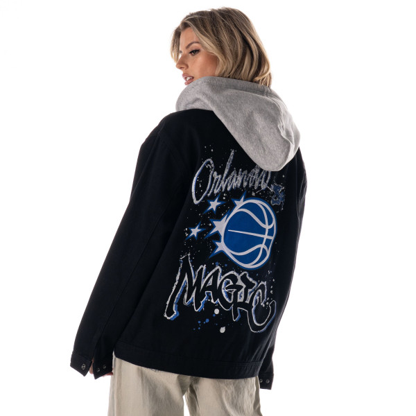 Unisex Orlando Magic The Wild Collective Black Full-Button Denim Hooded Jacket