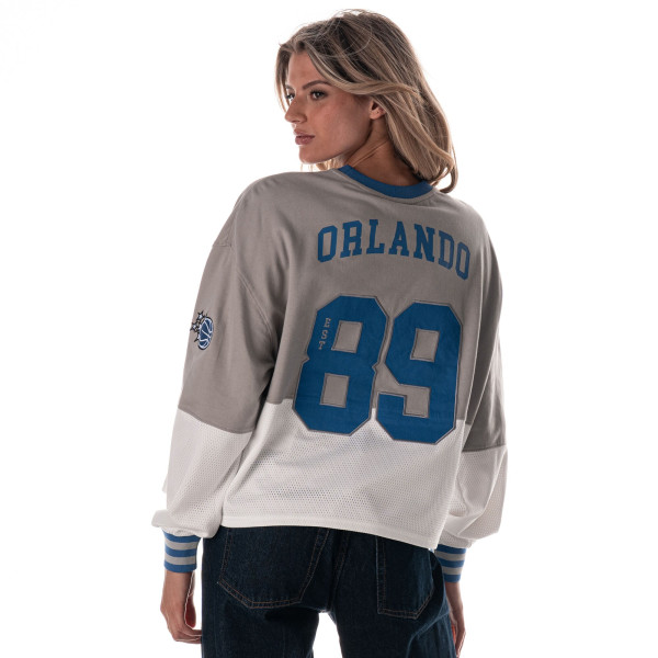 Женская Orlando Magic The Wild Collective Gray Cropped Long-Sleeve Fashion Crewneck Sweatshirt