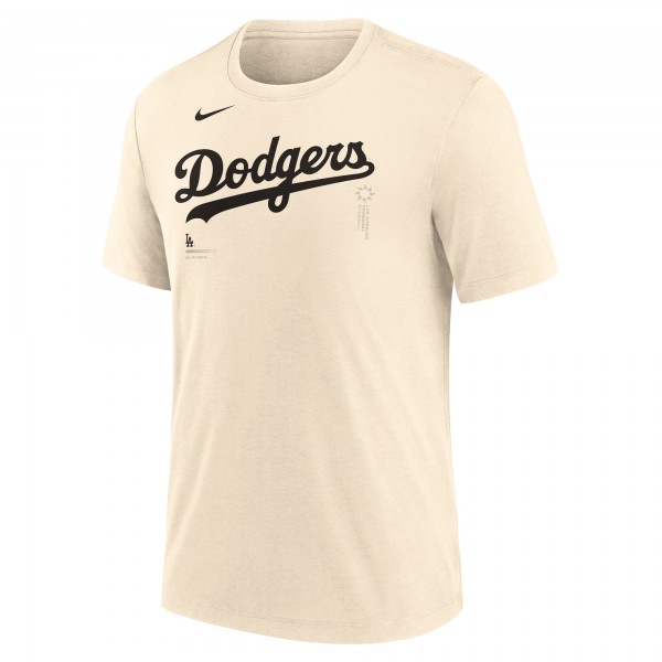 Los Angeles Dodgers Nike Natural Wordmark Tri-Blend T-Shirt