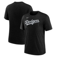Los Angeles Dodgers Nike Heather Black Wordmark Tri-Blend T-Shirt