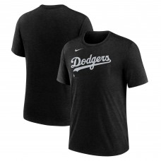 Los Angeles Dodgers Nike Heather Black Wordmark Tri-Blend T-Shirt