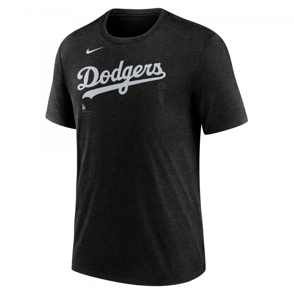 Los Angeles Dodgers Nike Heather Black Wordmark Tri-Blend T-Shirt