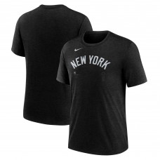 New York Yankees Nike Heather Black Fashion Wordmark Tri-Blend T-Shirt