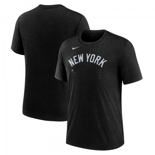 New York Yankees Nike Heather Black Fashion Wordmark Tri-Blend T-Shirt