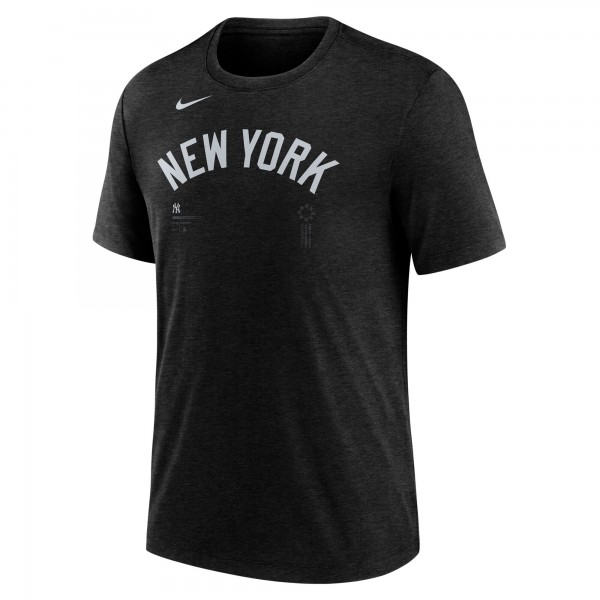 New York Yankees Nike Heather Black Fashion Wordmark Tri-Blend T-Shirt