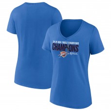 Футболка Women Oklahoma City Thunder Fanatics Blue 2025 NBA Finals Champions Fast Break Hometown V-Neck