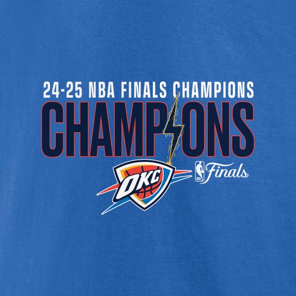 Футболка Women Oklahoma City Thunder Fanatics Blue 2025 NBA Finals Champions Fast Break Hometown V-Neck