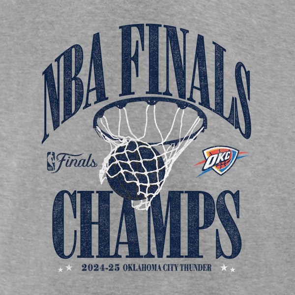 Футболка Oklahoma City Thunder Fanatics Steel 2025 NBA Finals Champions Fade Away Retro