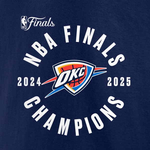 Футболка Oklahoma City Thunder Fanatics Navy 2025 NBA Finals Champions Offensive Rebound