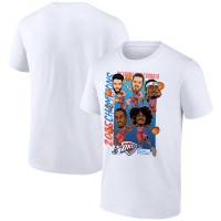 Футболка Oklahoma City Thunder Fanatics White 2025 NBA Finals Champions Caricature Full Court 