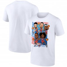 Футболка Oklahoma City Thunder Fanatics White 2025 NBA Finals Champions Caricature Full Court 