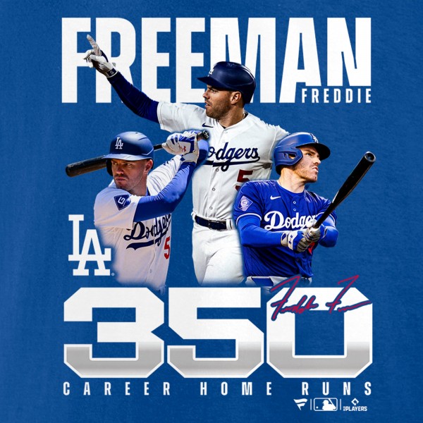 Los Angeles Dodgers Freddie Freeman Royal 350 Career Home Runs T-Shirt