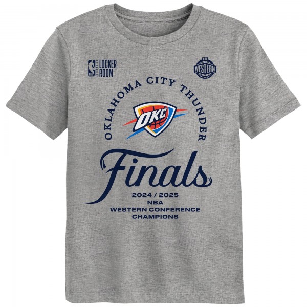 Футболка Preschool Oklahoma City Thunder Gray 2025 Western Conference Champions Locker Room