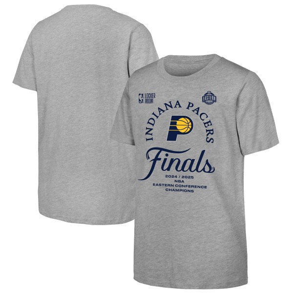 Подростковая Indiana Pacers Heather Gray 2025 Eastern Conference Champions Locker Room T-Shirt