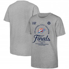 Youth Oklahoma City Thunder Gray 2025 Western Conference Champions Locker Room T-Shirt
