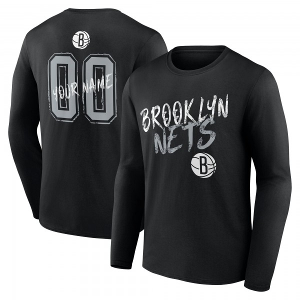 Именная футболка с длинным рукавом Brooklyn Nets Black Hustle