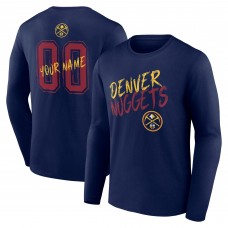 Denver Nuggets Navy Hustle Custom Long Sleeve T-Shirt